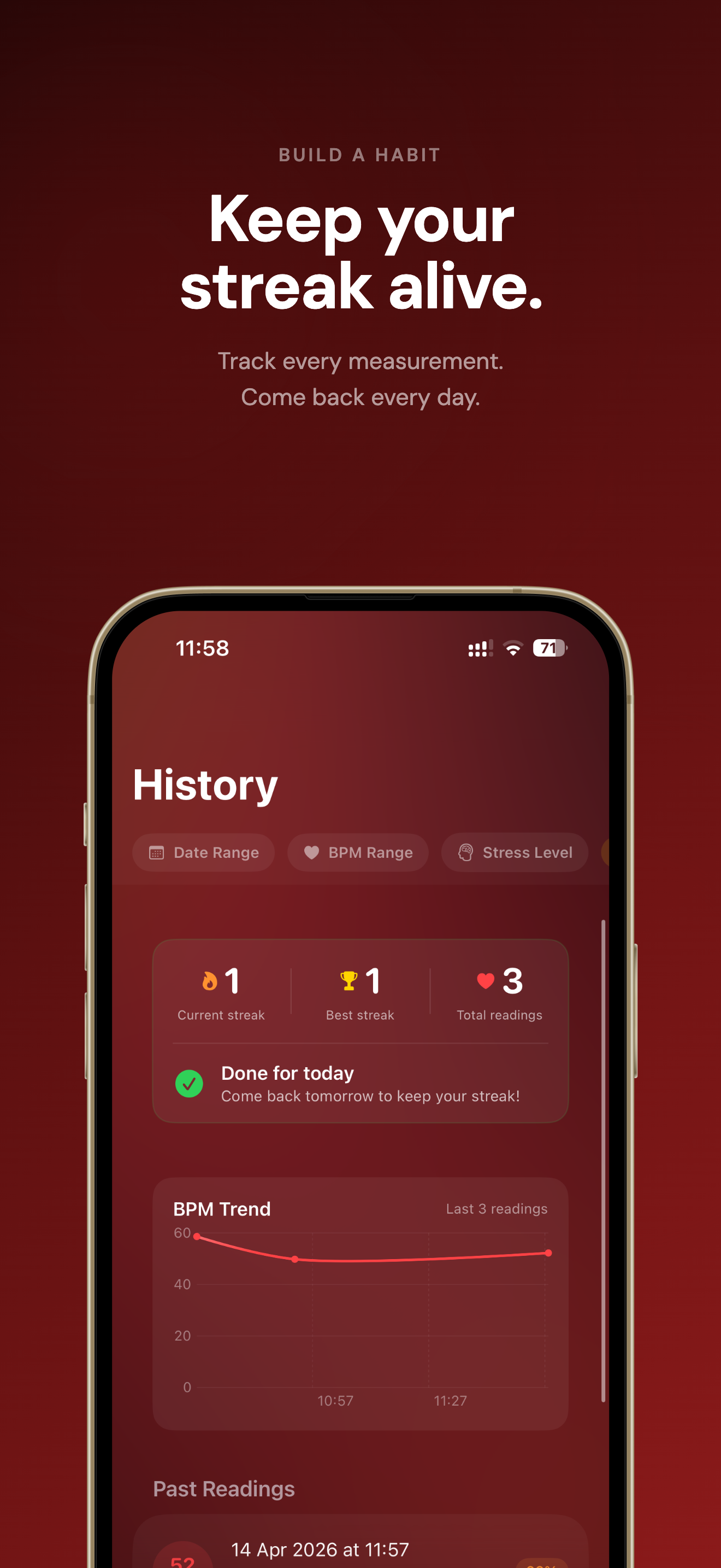 History and streak tracking